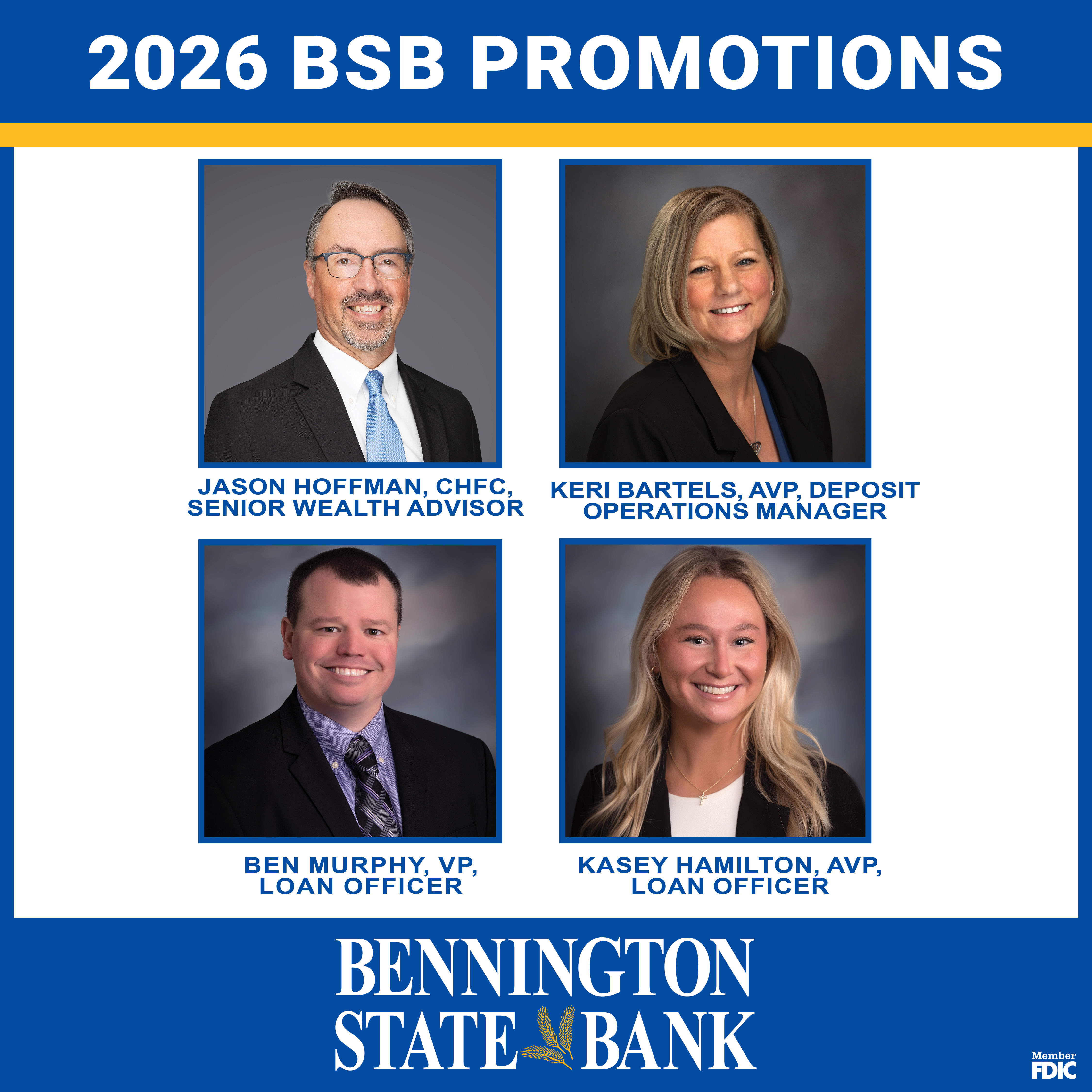 Bennington State Bank Announces 2026 Promotions