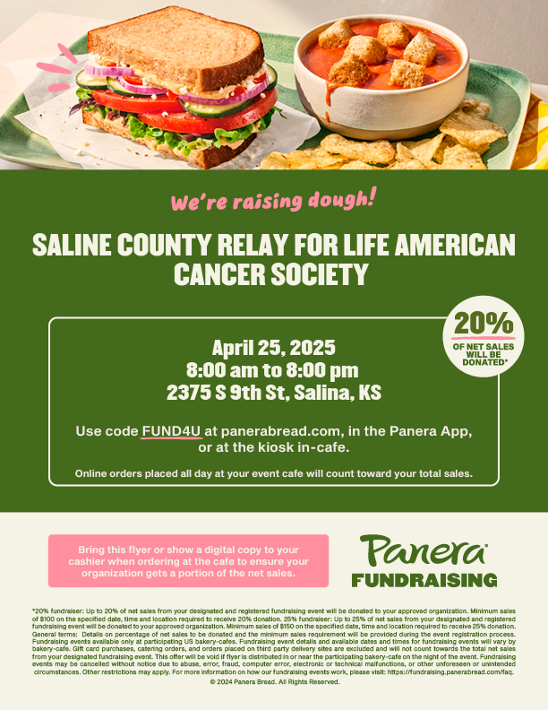 Fri 4/25 – Panera Bread Fundraiser for Relay For Life!