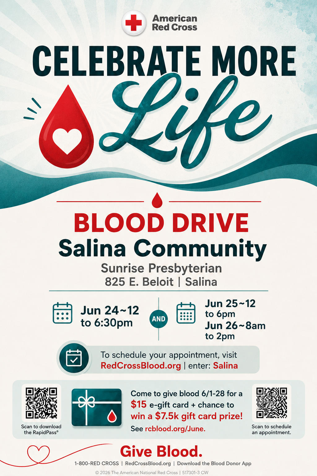 ❤️🩸 Salina Community Blood Drive: 103 Appointments Still Needed This Week 🩸❤️