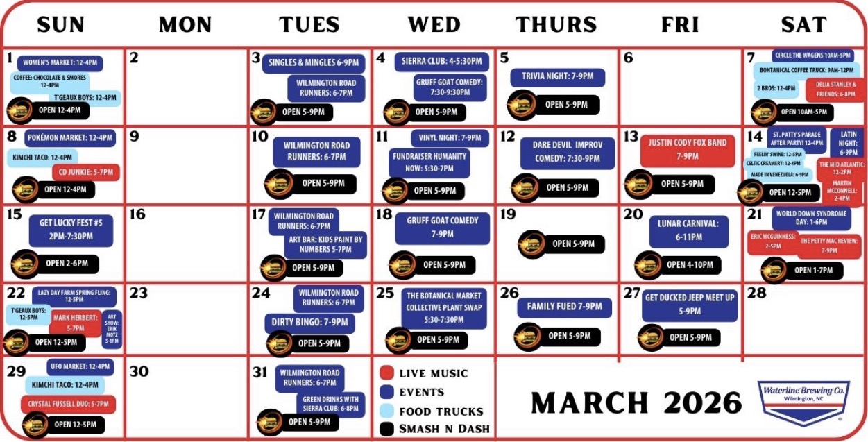 March Events at Waterline Brewery!