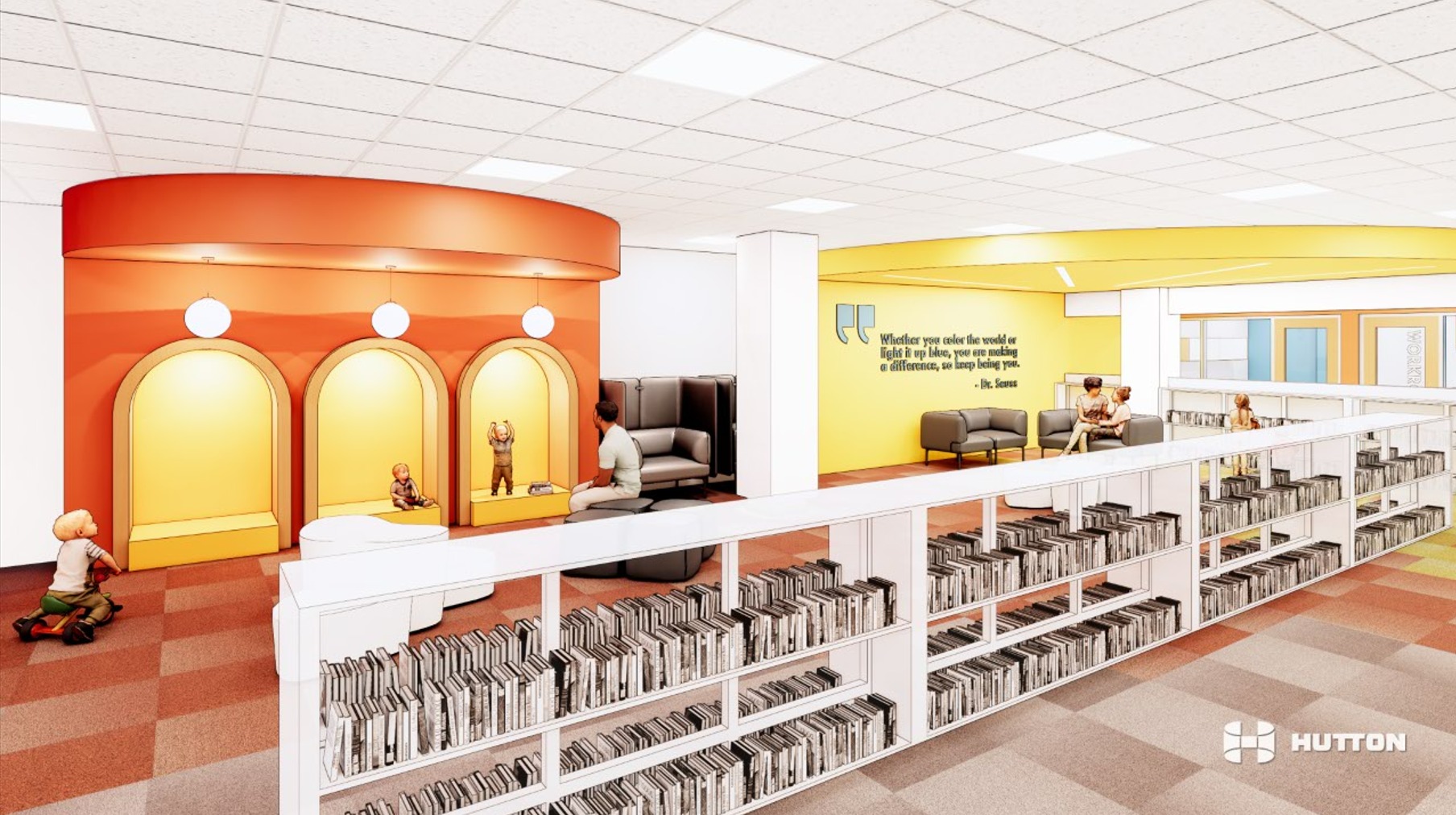 Rendering Shows Proposed Reading Nooks in Salina Public Library Youth Services Remodel  Photo courtesy Salina Public Library