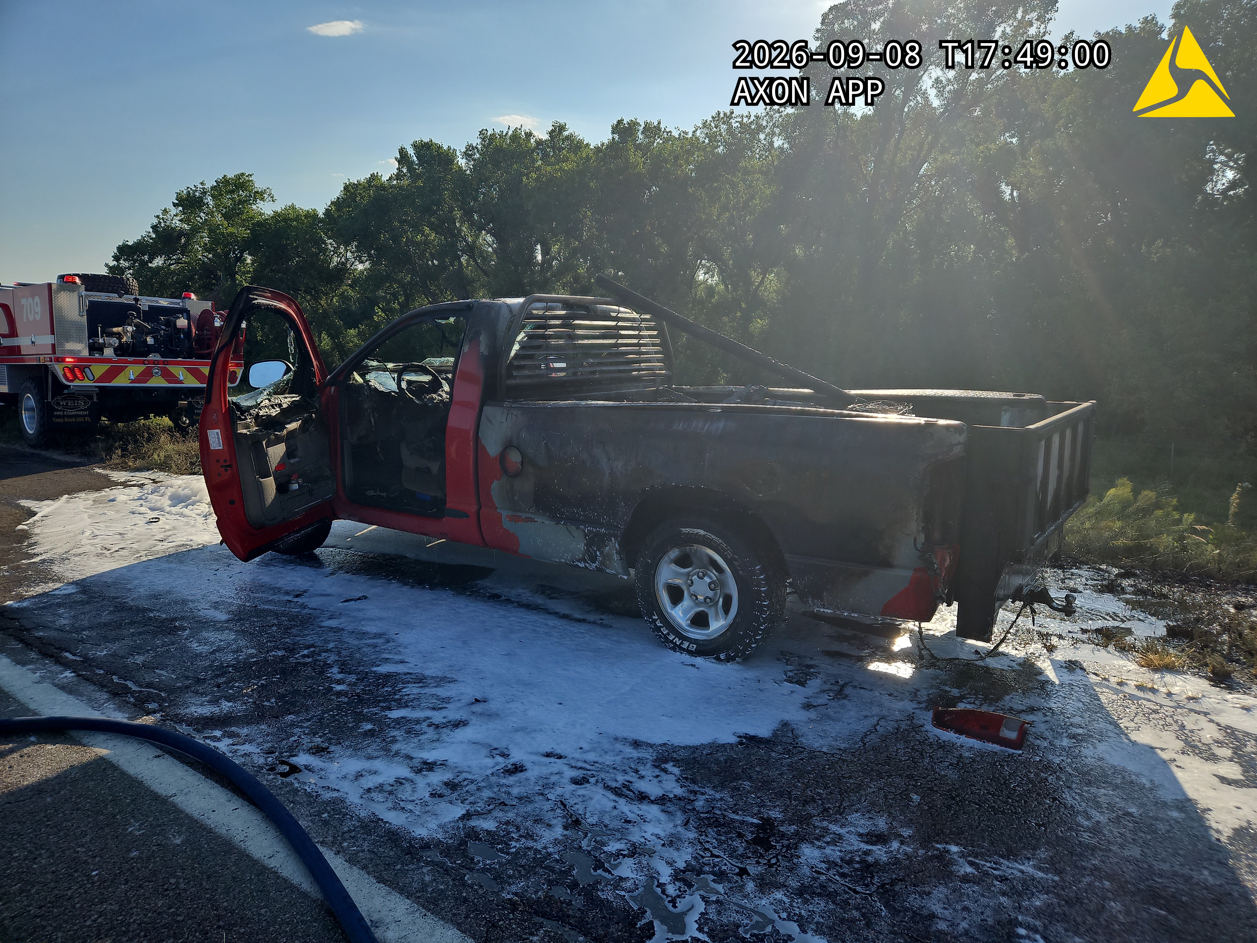 Pickup Truck Destroyed by Fire on US-81