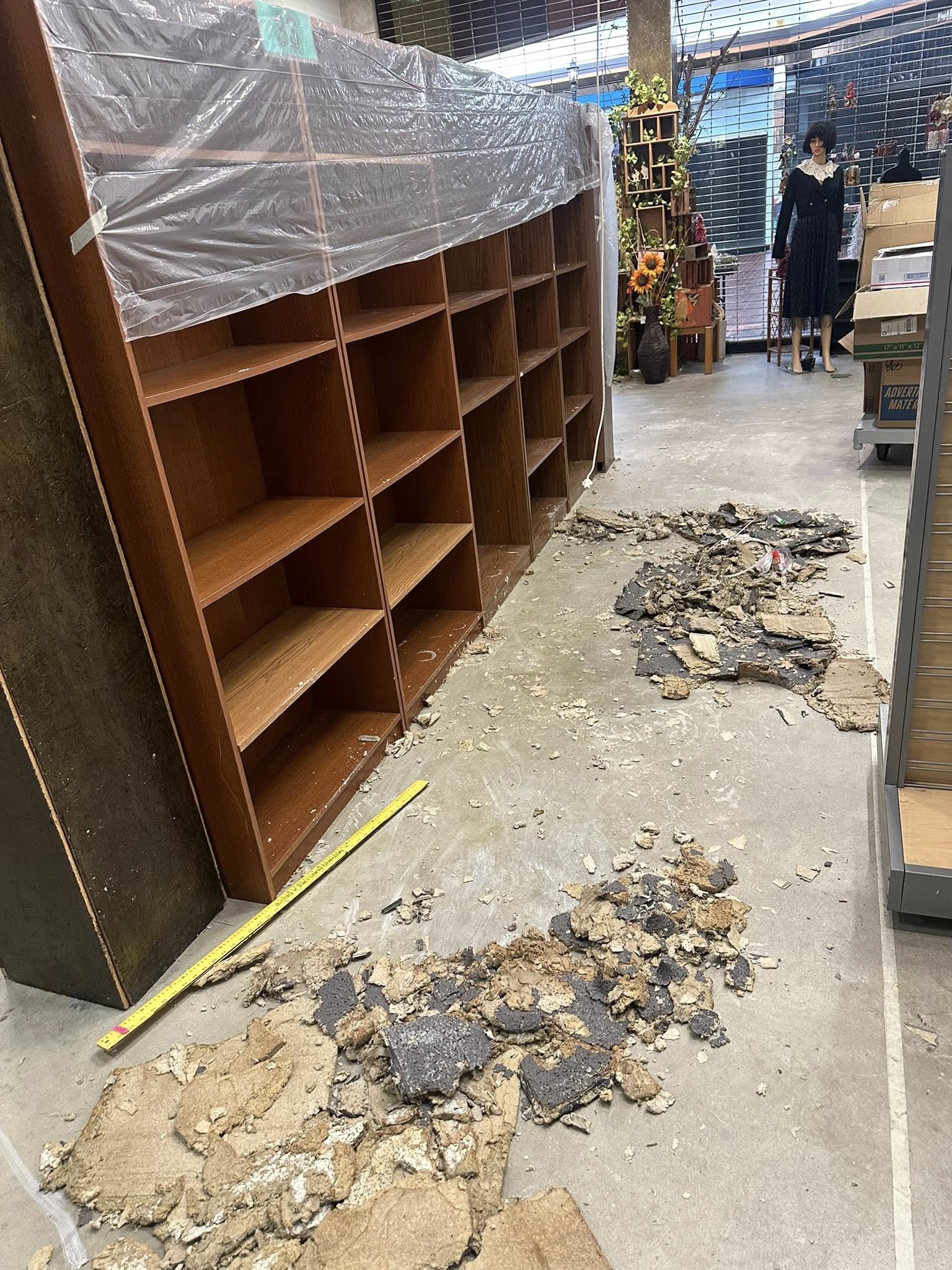 Interior damage at Junk In The Trunk inside Central Mall following this week’s hail storm. Photos were provided to Salina311 by Stacie Regnier