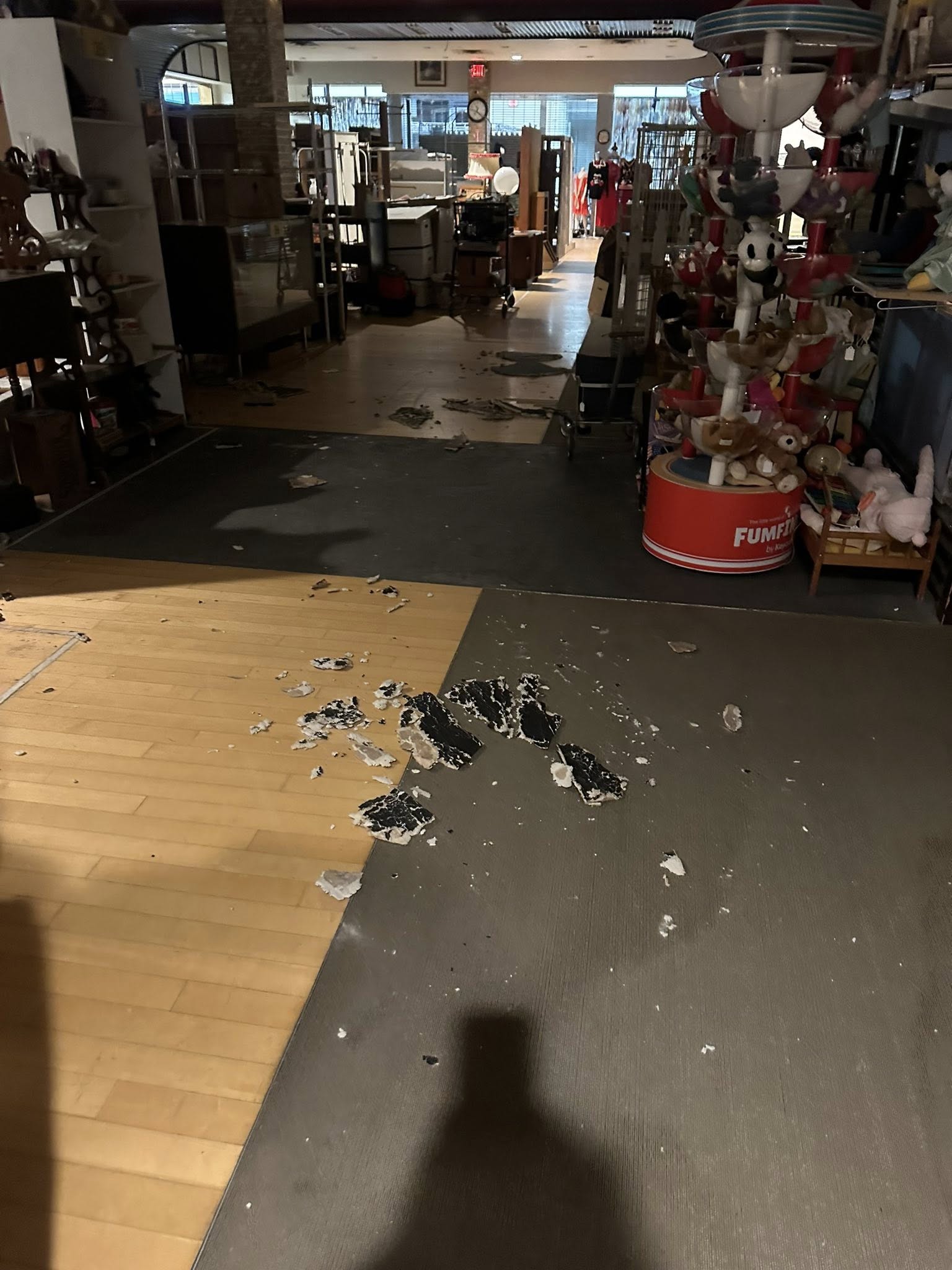 Interior damage at Junk In The Trunk inside Central Mall following this week’s hail storm. Photos were provided to Salina311 by Stacie Regnier