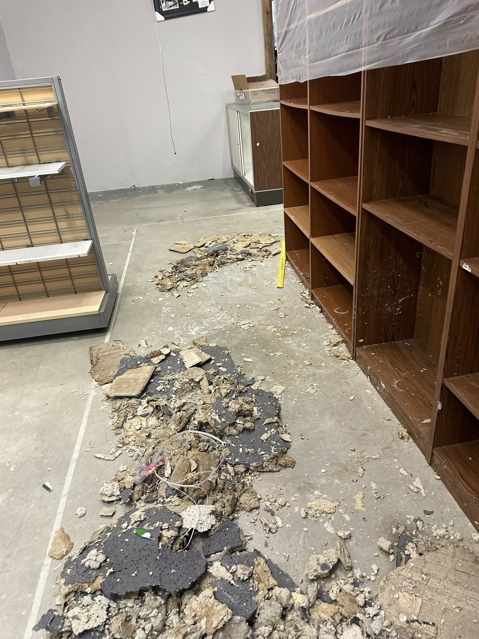 Interior damage at Junk In The Trunk inside Central Mall following this week’s hail storm. Photos were provided to Salina311 by Stacie Regnier