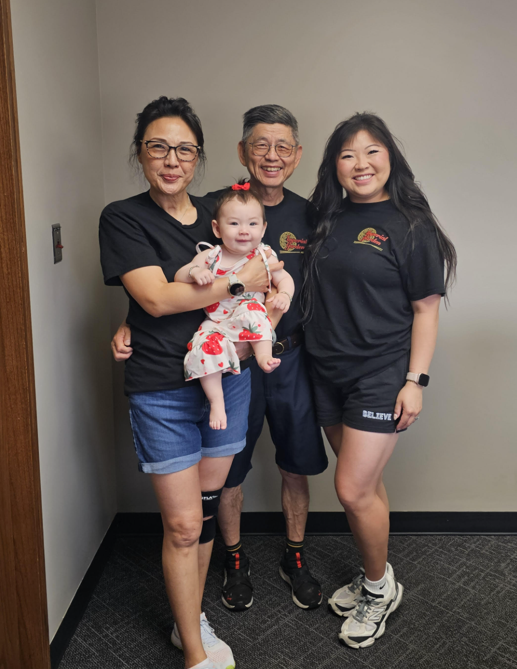 Photo: Victor and Mai Jou with their daughter, Olivia, and granddaughter, Elaine