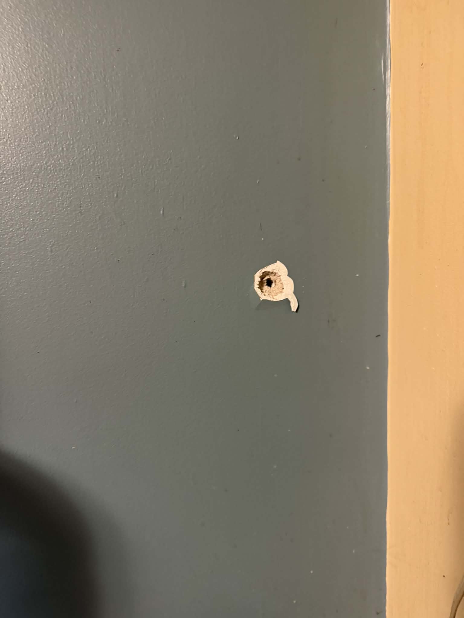 Bullet hole in wall.&nbsp;