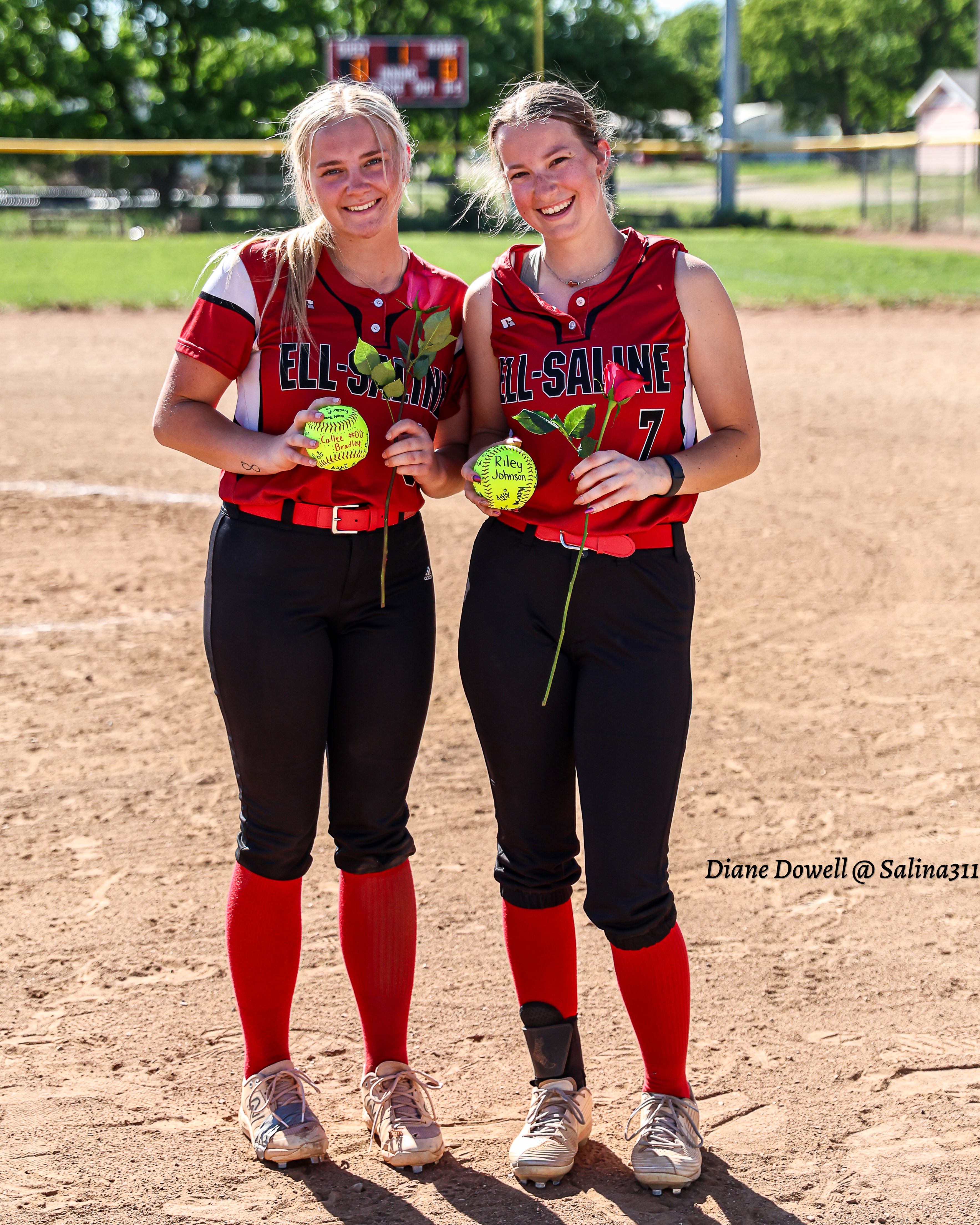 Seniors Callee Bradley and Riley Johnson played their final home game on May 8, 2026 