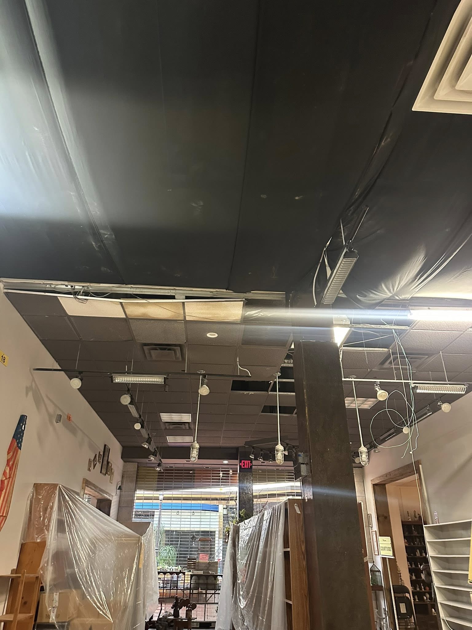 Interior damage at Junk In The Trunk inside Central Mall following this week’s hail storm. Photos were provided to Salina311 by Stacie Regnier