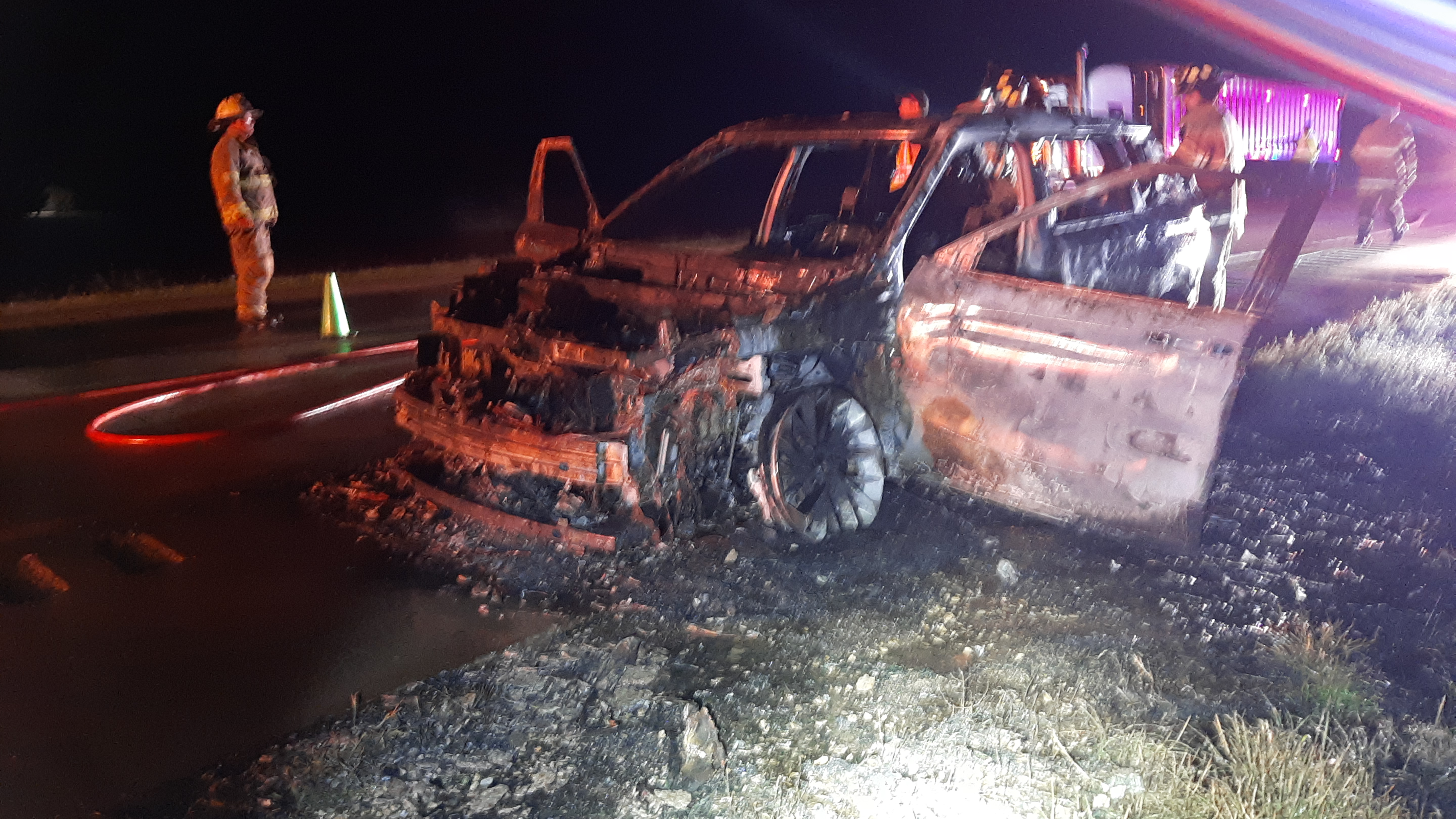 Vehicle Destroyed by Fire on Interstate 70 in Saline County