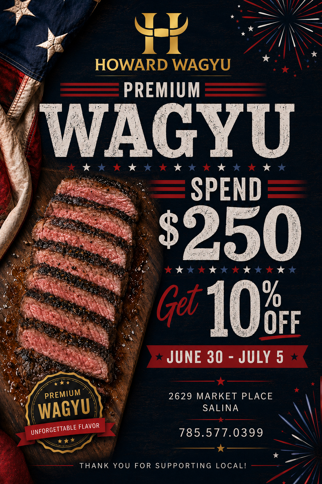Howard Wagyu Offers Fourth of July Deal for Grill Masters in Salina