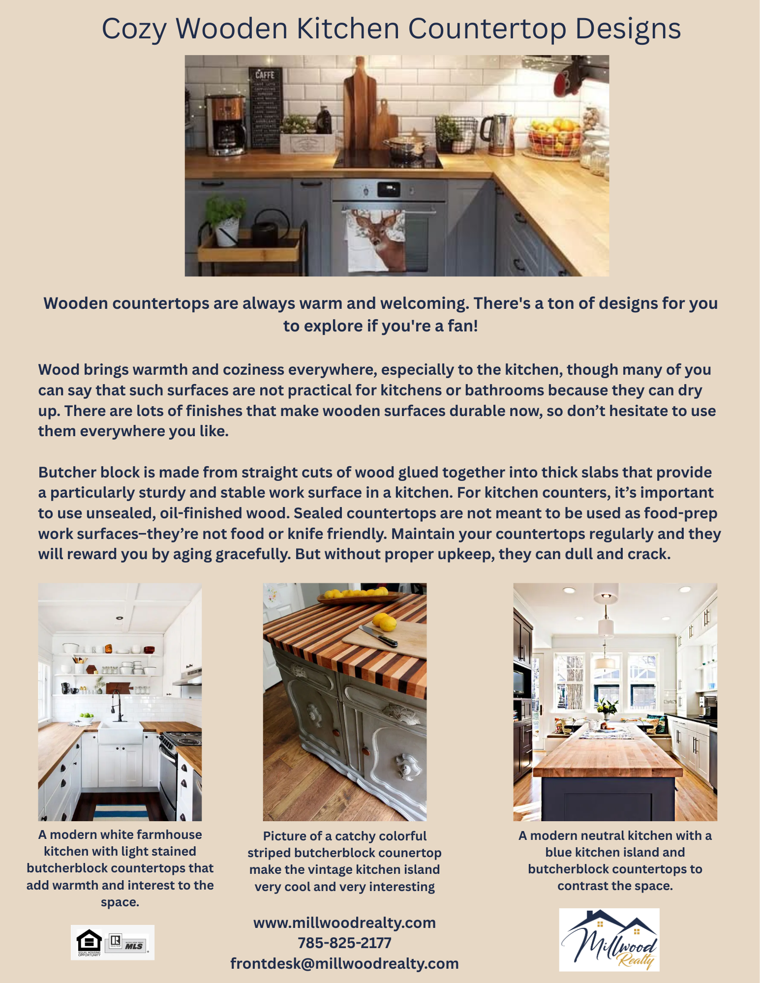 Millwood Realty Spotlight: Butcher Block Counters Bring Cozy Back to the Kitchen