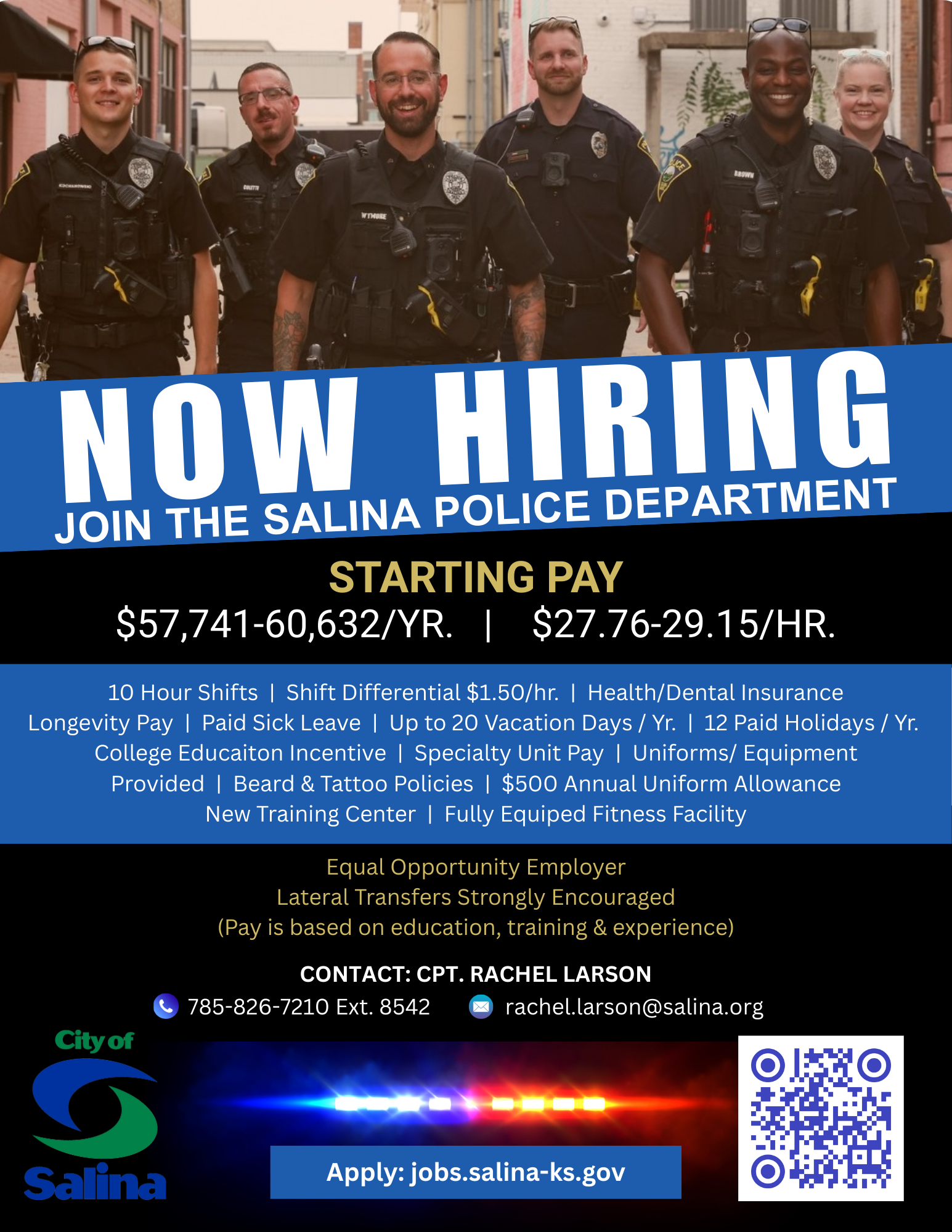 Salina Police Department Hiring Police Officers