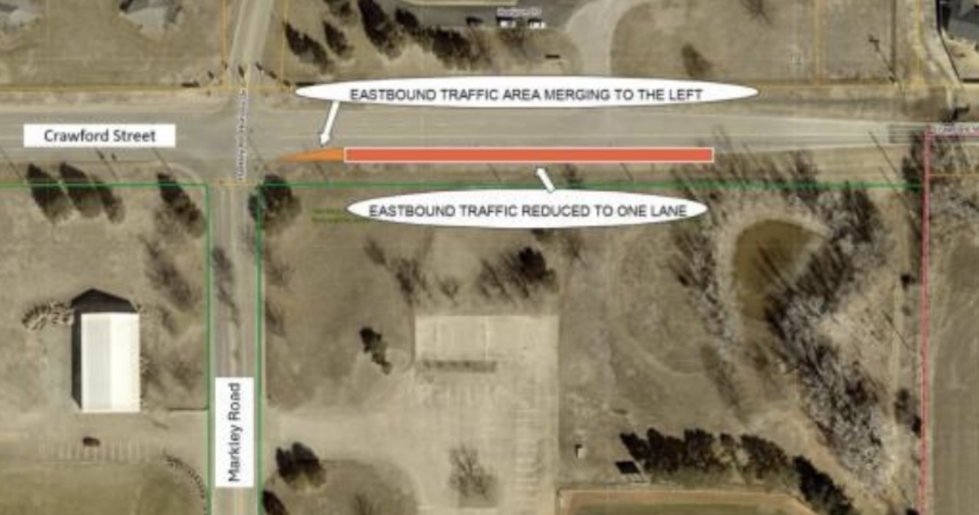Lane Closure on E Crawford Street at Markley Road Beginning December 22