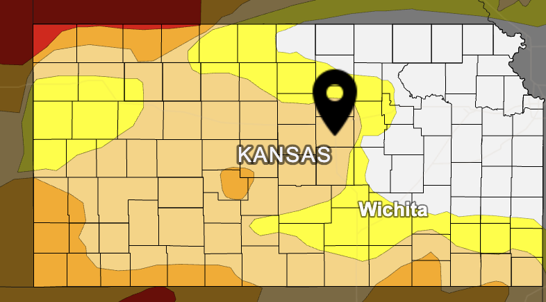 More than half of Kansas now in drought; Saline County currently listed at 0% in D1-D4