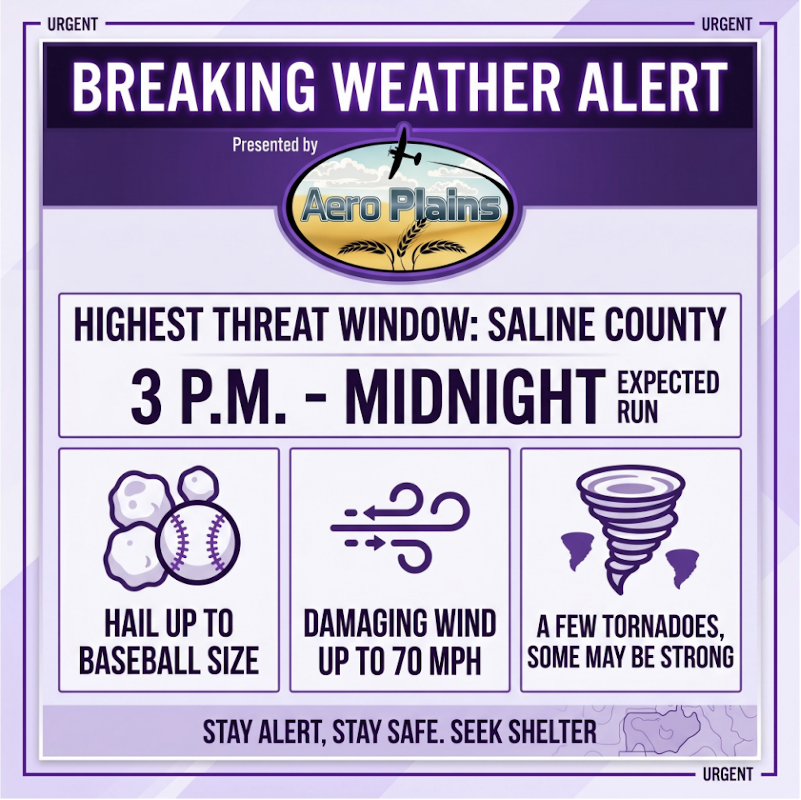 BREAKING WEATHER UPDATE: Saline County Under Moderate Risk for Severe Storms Today