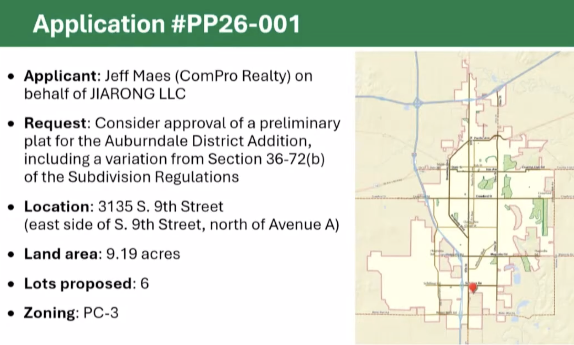 Planning Commission Approves Variation and Preliminary Plat for Auburndale District Development