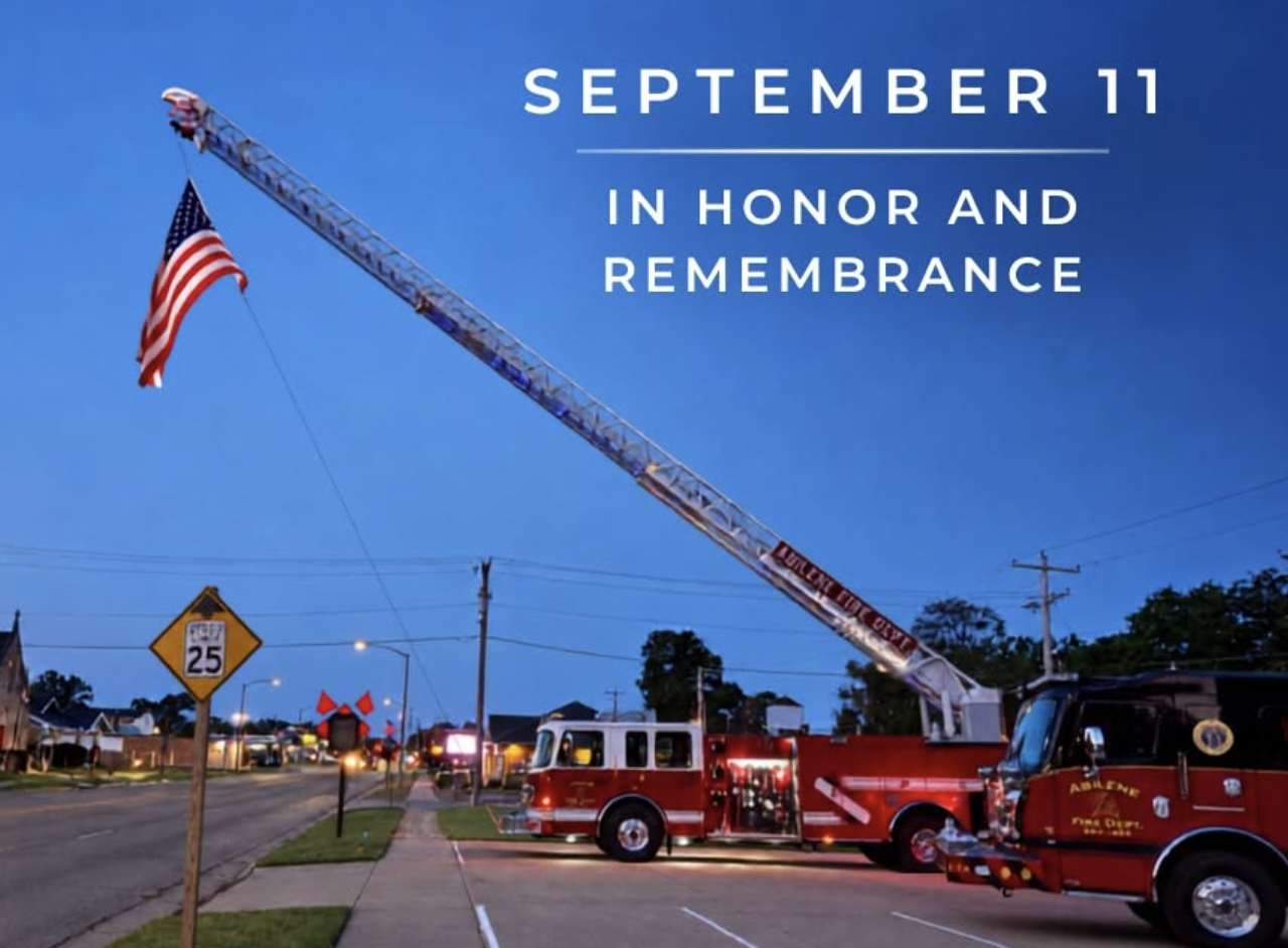 Abilene Fire Department raises flag over Buckeye Avenue for 9/11 remembrance