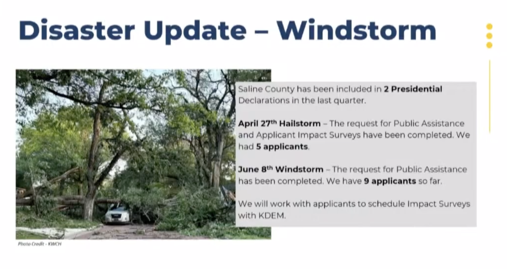 Emergency Management Reports Progress on Storm Recovery, SBA Assistance Available