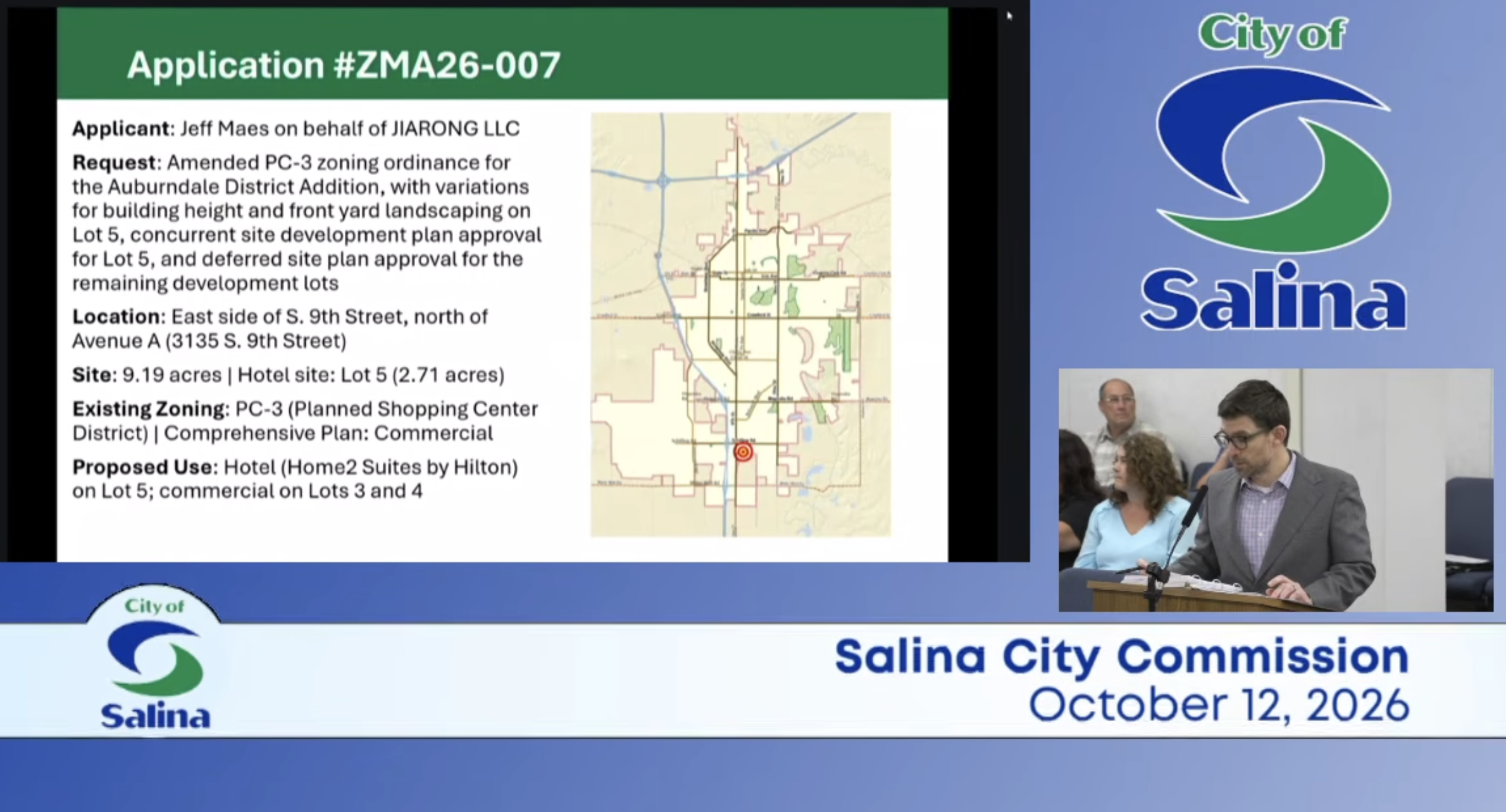 Salina City Commission Approves Hotel Zoning and Final Plat at 3135 S. 9th Street