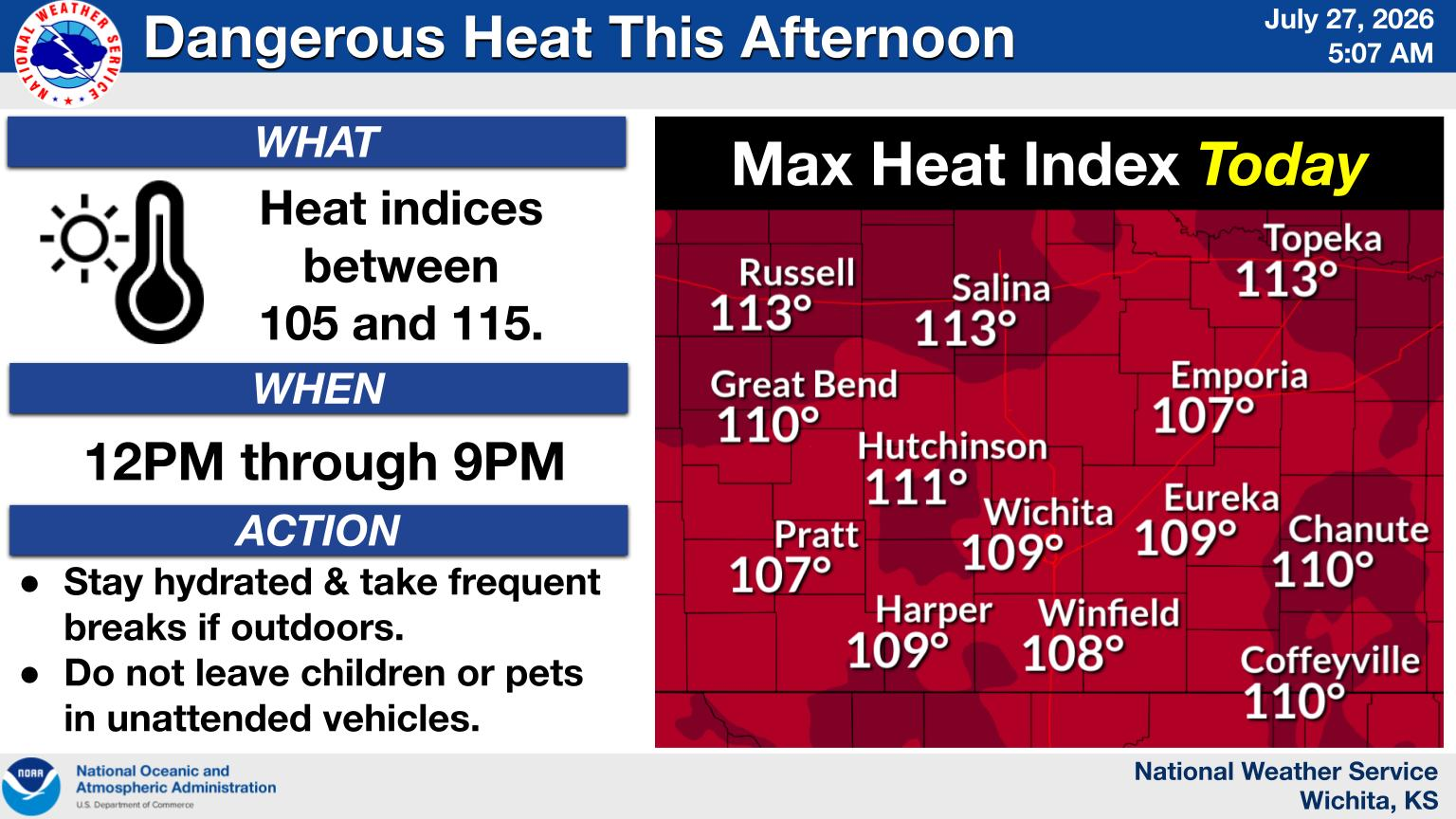 Heat Index of 113 Degrees Expected Today