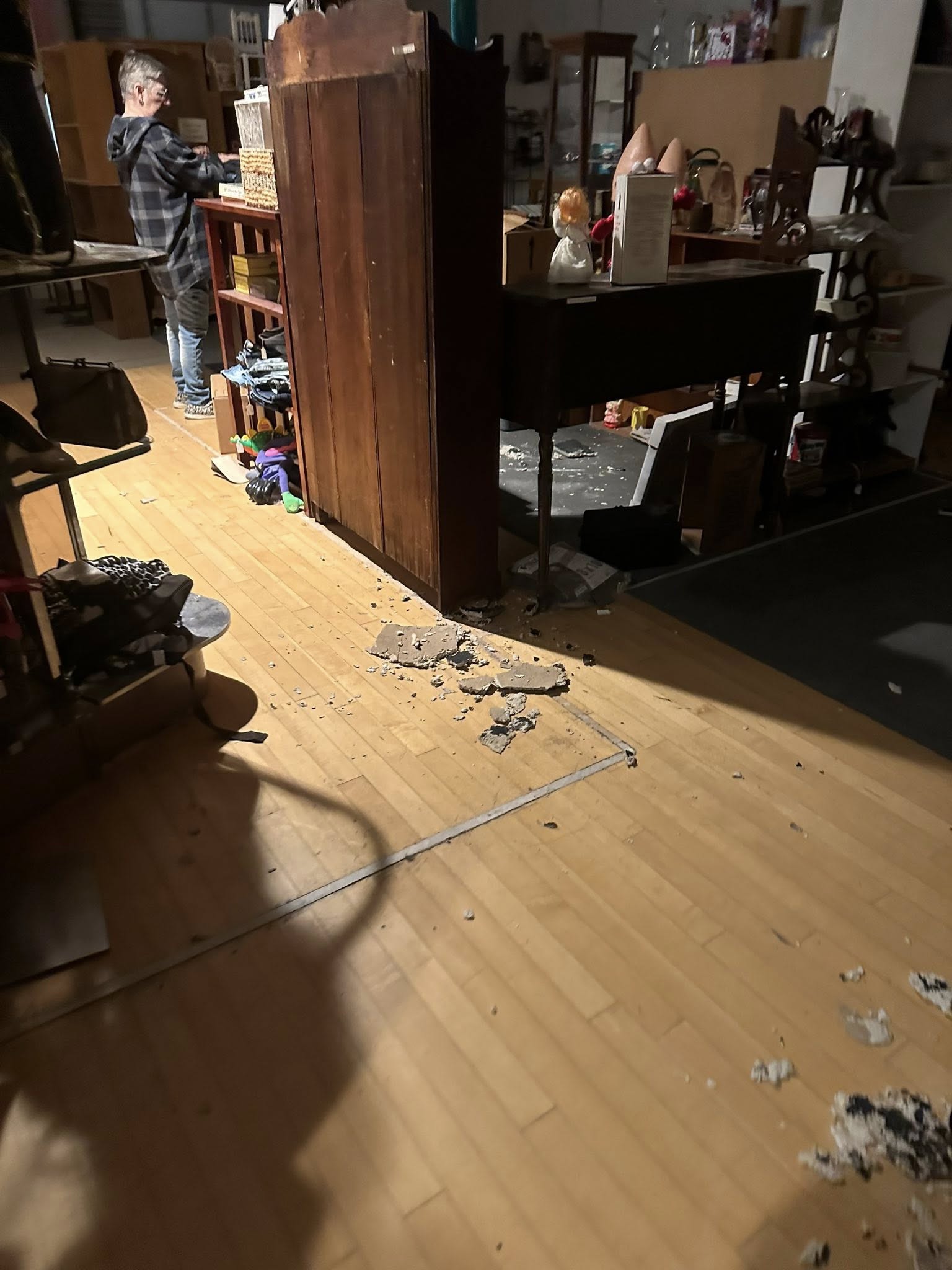 Interior damage at Junk In The Trunk inside Central Mall following this week’s hail storm. Photos were provided to Salina311 by Stacie Regnier