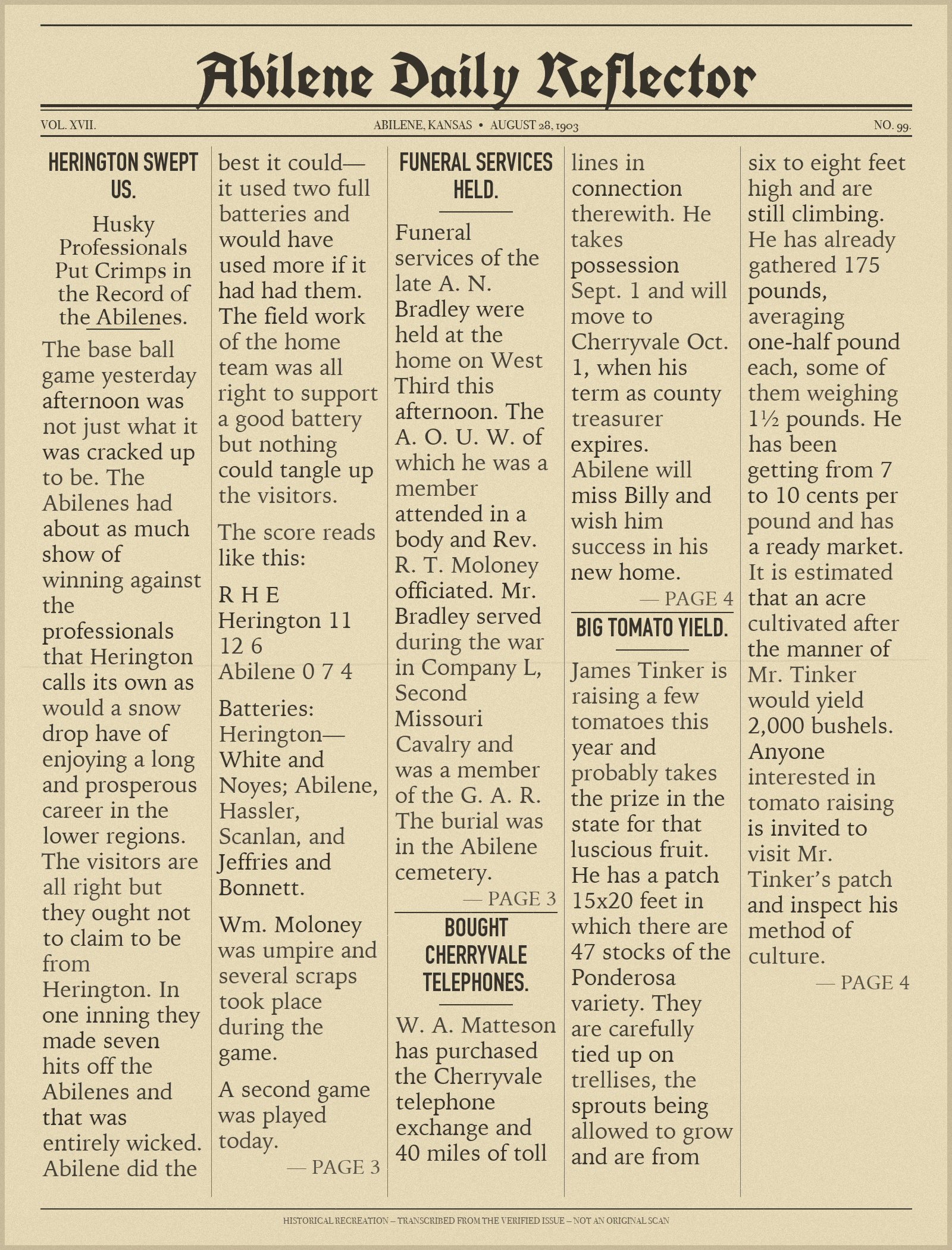 This Day in Abilene History: August 28, 1903