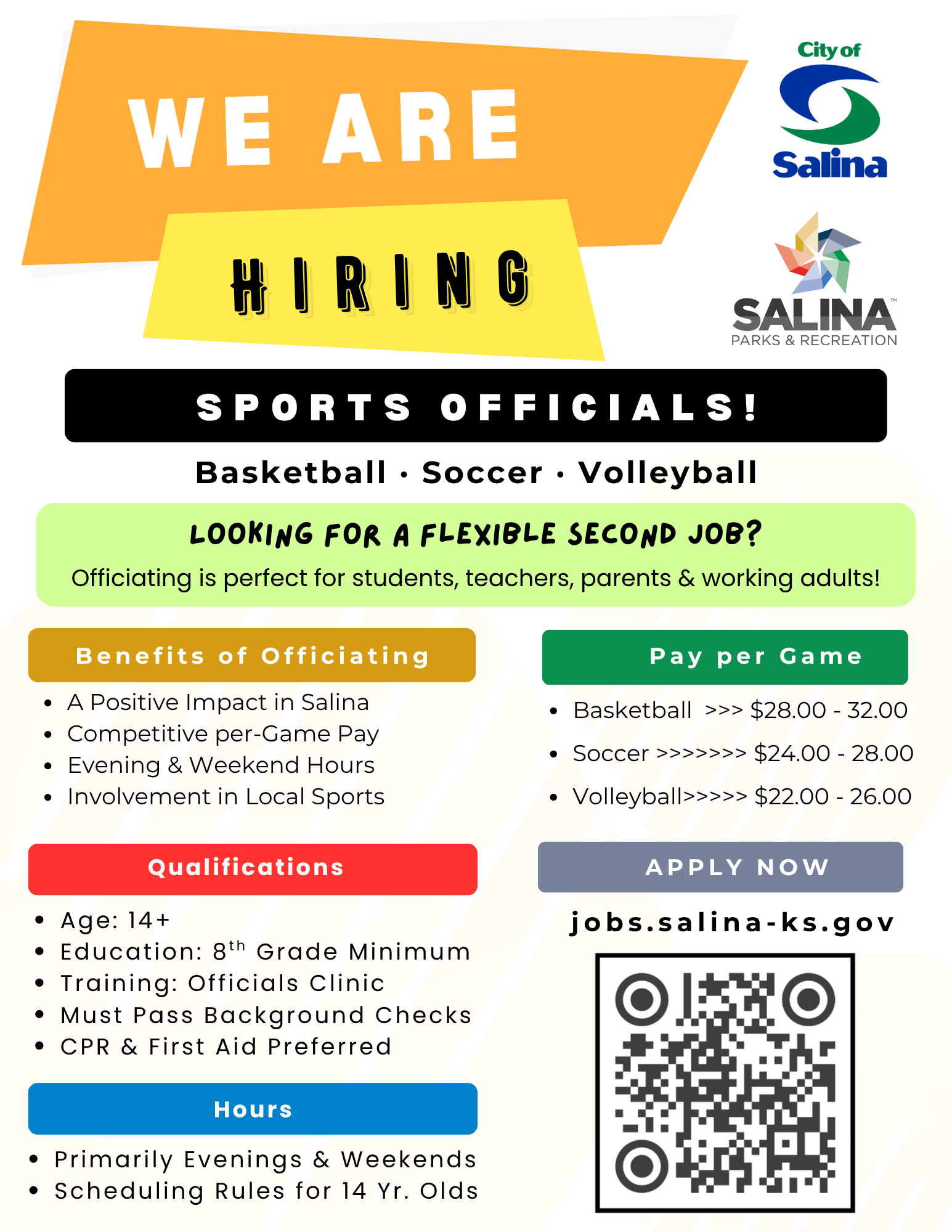 Salina Parks and Recreation Hiring Sports Officials