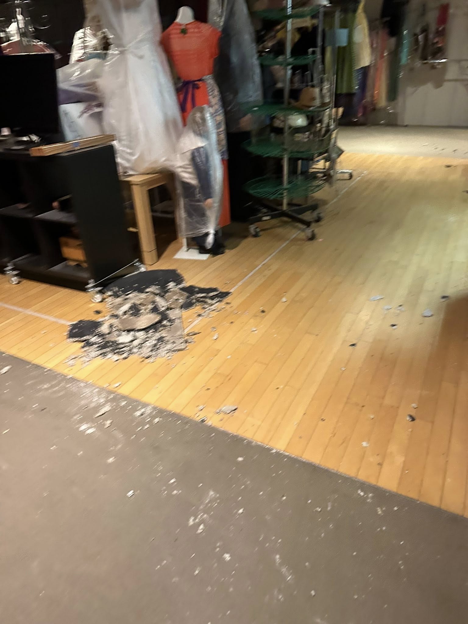 Interior damage at Junk In The Trunk inside Central Mall following this week’s hail storm. Photos were provided to Salina311 by Stacie Regnier