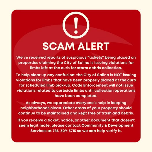 Salina Officials Warn of Fake Violation Tickets Placed on Properties