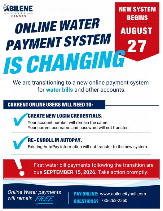 Abilene to Switch Online Water Bill Payment Systems in August 2026