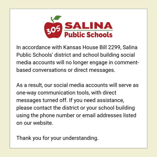 Salina Public Schools Limits Social Media Interaction Under New State Law