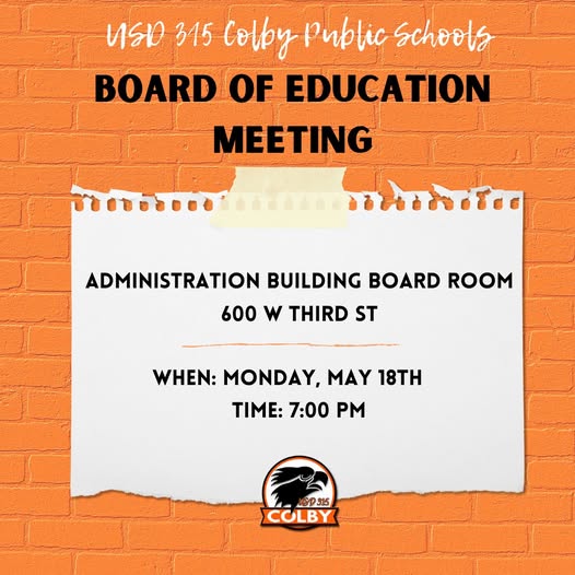 Colby Board of Education to Hold Regular Meeting Monday