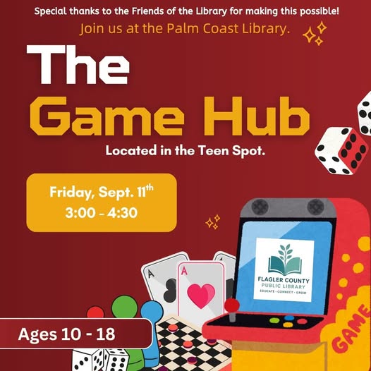 Palm Coast Library to Hold Game Hub for Youth Ages 10-18