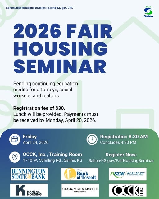 Registration Open for 2026 Fair Housing Seminar in Salina