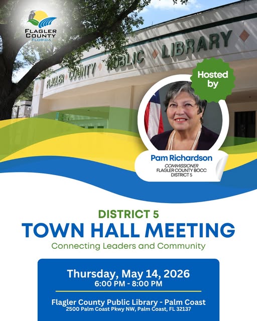 District 5 Commissioner Hosts Town Hall Thursday at Palm Coast Library