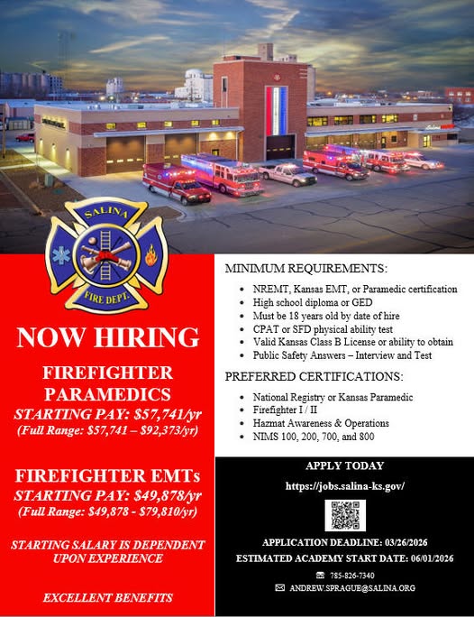 Salina Fire Department Accepting Applications for Open Positions