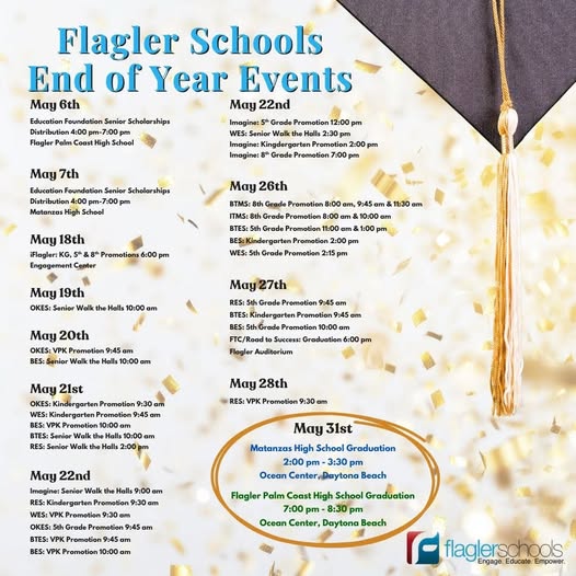 Flagler Schools Announces 2025-26 End-of-Year Events Calendar