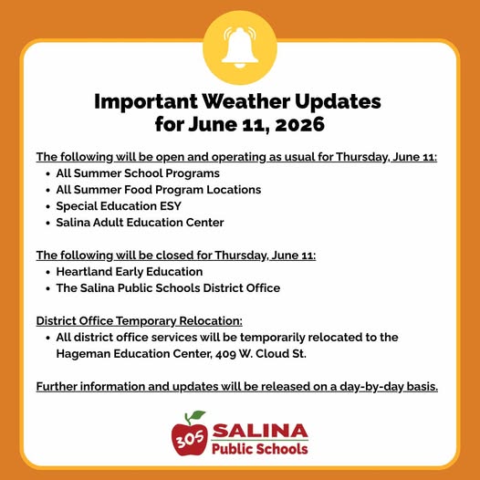 USD 305 Announces Partial Closures, District Office Relocation for June 11