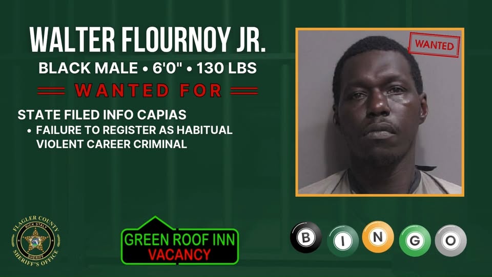 Flagler County Sheriff Seeks Public's Help Finding Wanted Fugitive Walter Flournoy Jr.