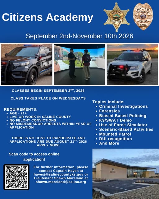 Saline County Sheriff, Salina Police to Host Citizens Academy This Fall