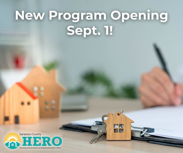 Sarasota County to Open Applications for Housing Assistance Programs Sept. 1
