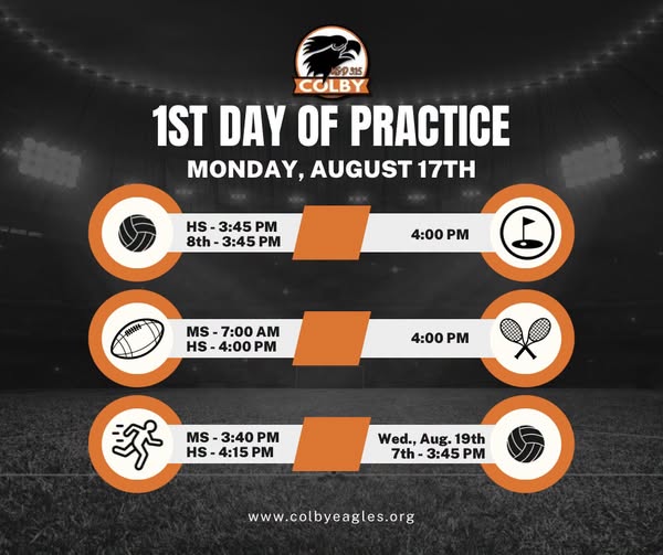 Colby Schools Announce Fall Sports Practice Schedules Starting Aug. 17
