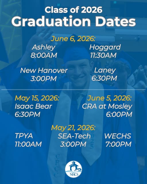 New Hanover County Schools Announces Class of 2026 Graduation Schedule