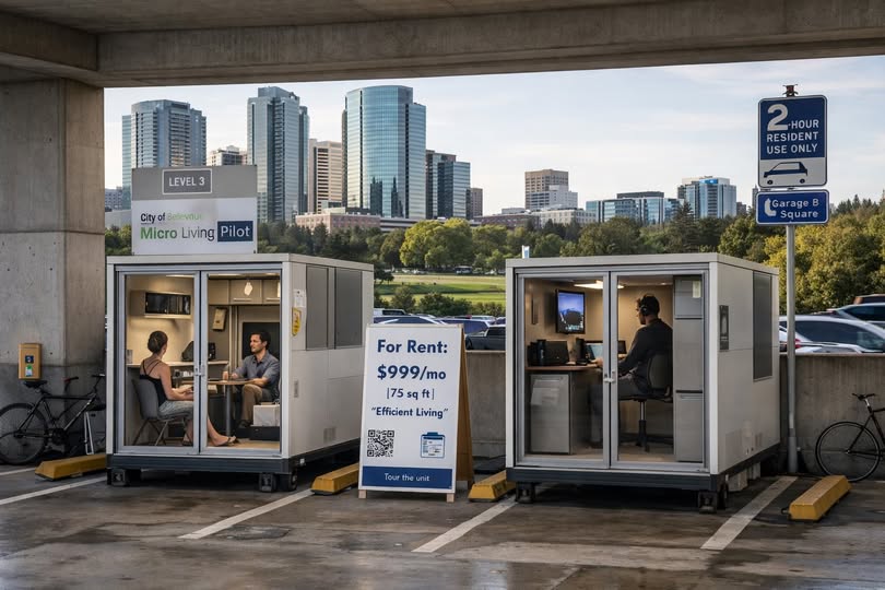 Proposal Would Convert Parking Stalls Into Micro Apartments in Downtown Bellevue