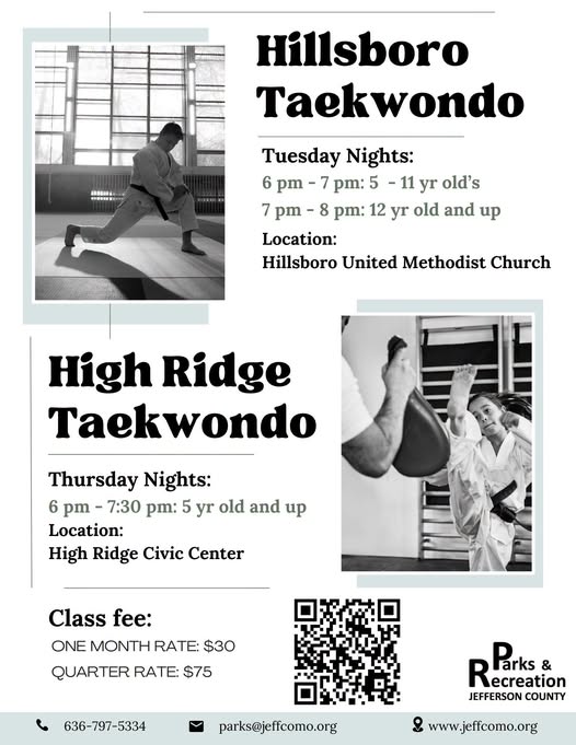 Jefferson County Parks offers year-round taekwondo classes in Hillsboro and High Ridge
