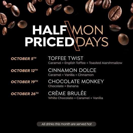 Half-price Mondays at Mokas are back for October.