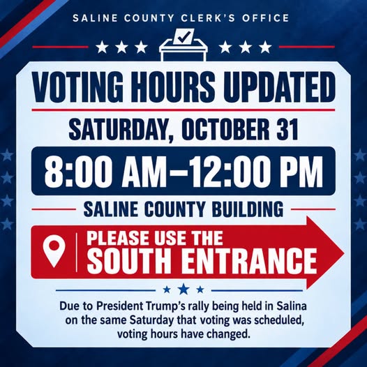Saline County shortens Oct. 31 advance voting hours because of Trump rally