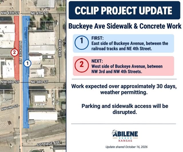 Sidewalk and concrete work set on Buckeye Avenue over the next 30 days