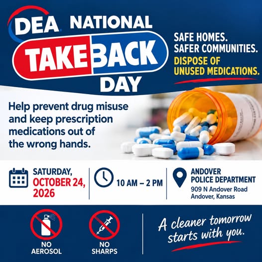 Andover Police hosting DEA Drug Take Back on Oct. 24 at police station